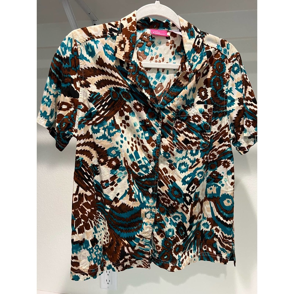 Pappagallo Vintage Women's Patterned Button‎ Up Shirt Size Small